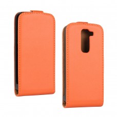 LG G3 mini - Genuine Leather Up Down Flip Protective Phone Cover Case - Orange